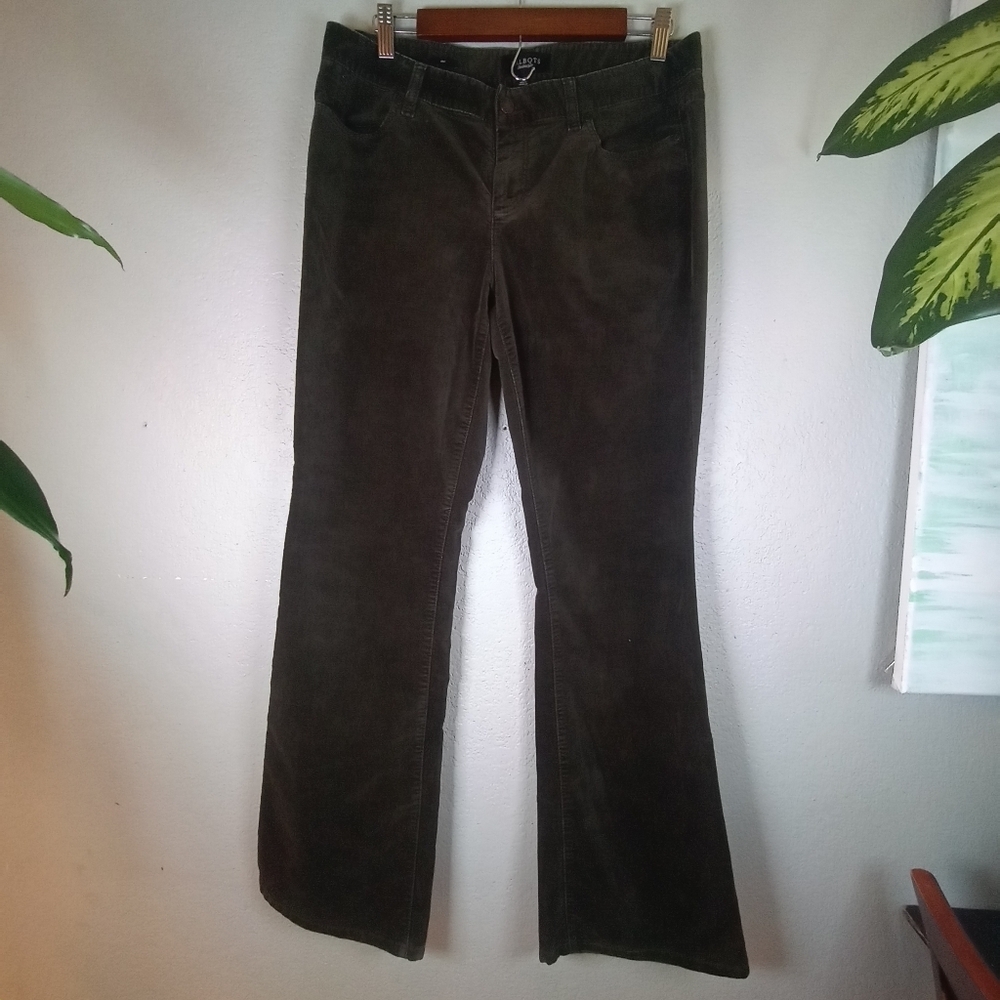 Talbots Velvet Deep Green Festive Midrise Bootcut Holiday Christmas Boho Jean 10